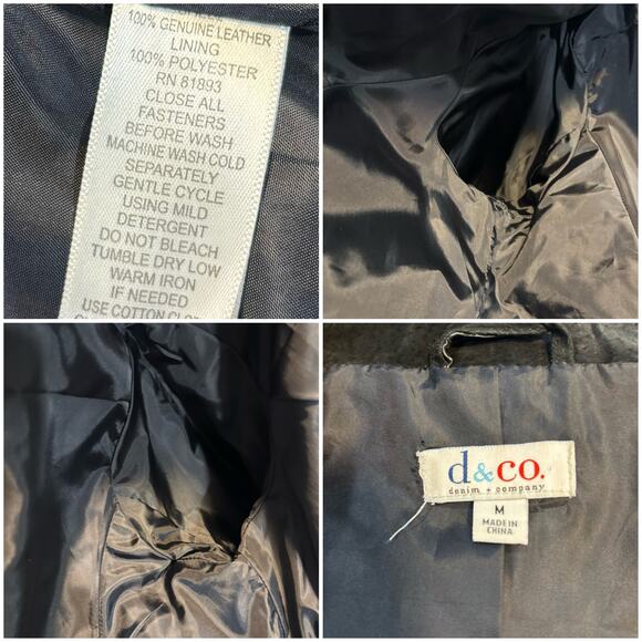 Vintage Black 100% Suede Leather Knee-Length Car Coat Jacket, Women's Size M - Picture 6 of 7